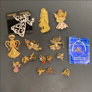 16 Vintage to now angel pins brooches
